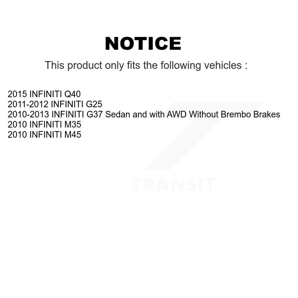 Front Rear Brake Caliper Coat Rotor & Semi-Metallic Pad Kit (10Pc) For INFINITI G37 QX50 KCG-100838P
