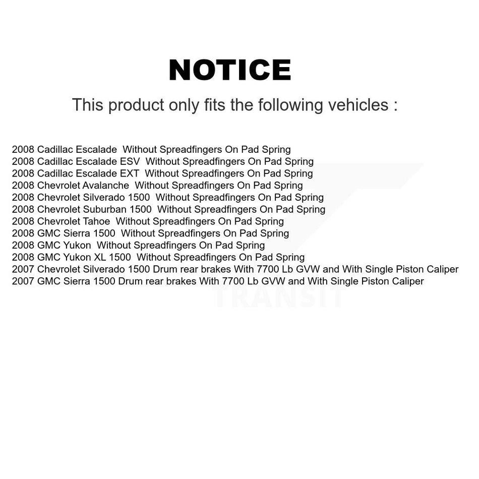 Front Rear Brake Caliper Coat Rotor Semi-Metallic Pad Kit (10Pc) For Chevrolet Silverado KCG-100900S