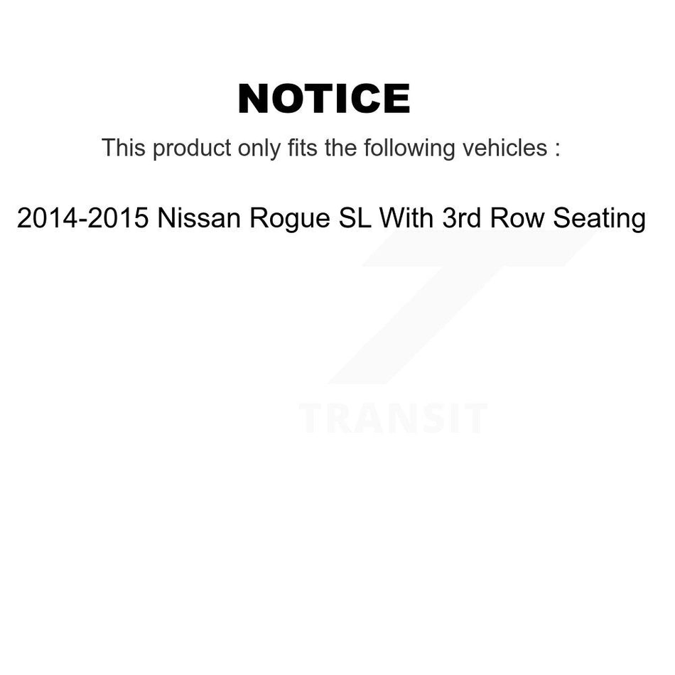 Front Rear Disc Brake Caliper Coated Rotors And Ceramic Pads Kit (10Pc) For 2014-2015 Nissan Rogue SL With 3rd Row Seating KCG-100955T