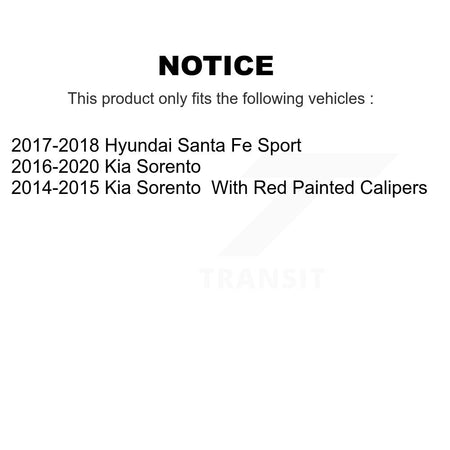 Rear Brake Caliper Coat Rotor And Ceramic Pad Kit For Kia Sorento Hyundai Santa Fe Sport KCG-100965N
