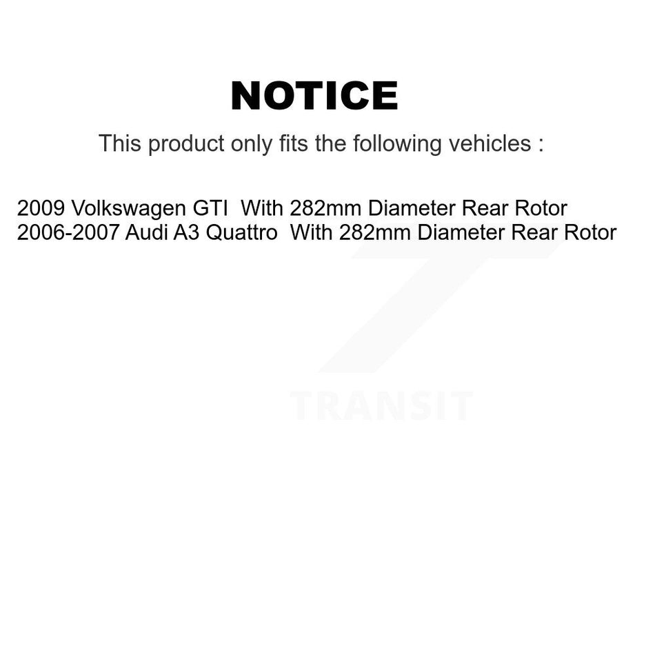 Rear Disc Brake Caliper Coated Rotors And Ceramic Pads Kit For Volkswagen GTI Audi A3 Quattro With 282mm Diameter Rotor KCG-100971N
