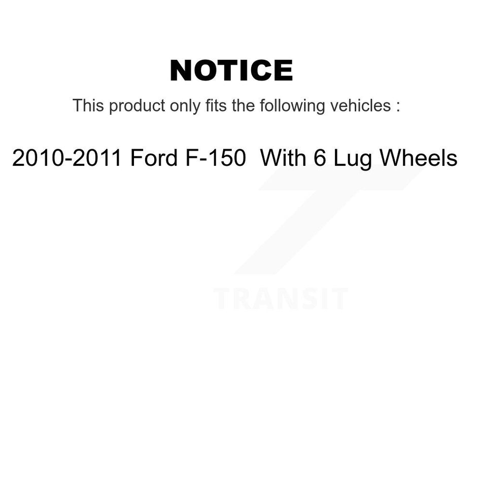 Front Rear Disc Brake Caliper Coated Rotors And Semi-Metallic Pads Kit (10Pc) For 2010-2011 Ford F-150 With 6 Lug Wheels KCG-100985P