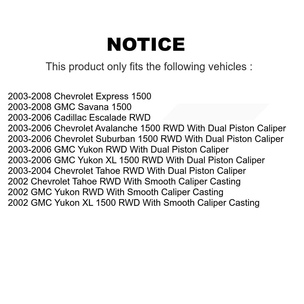 Front Rear Brake Caliper Coat Rotor Semi-Metallic Pad Kit (10Pc) For Chevrolet Avalanche KCG-101022P