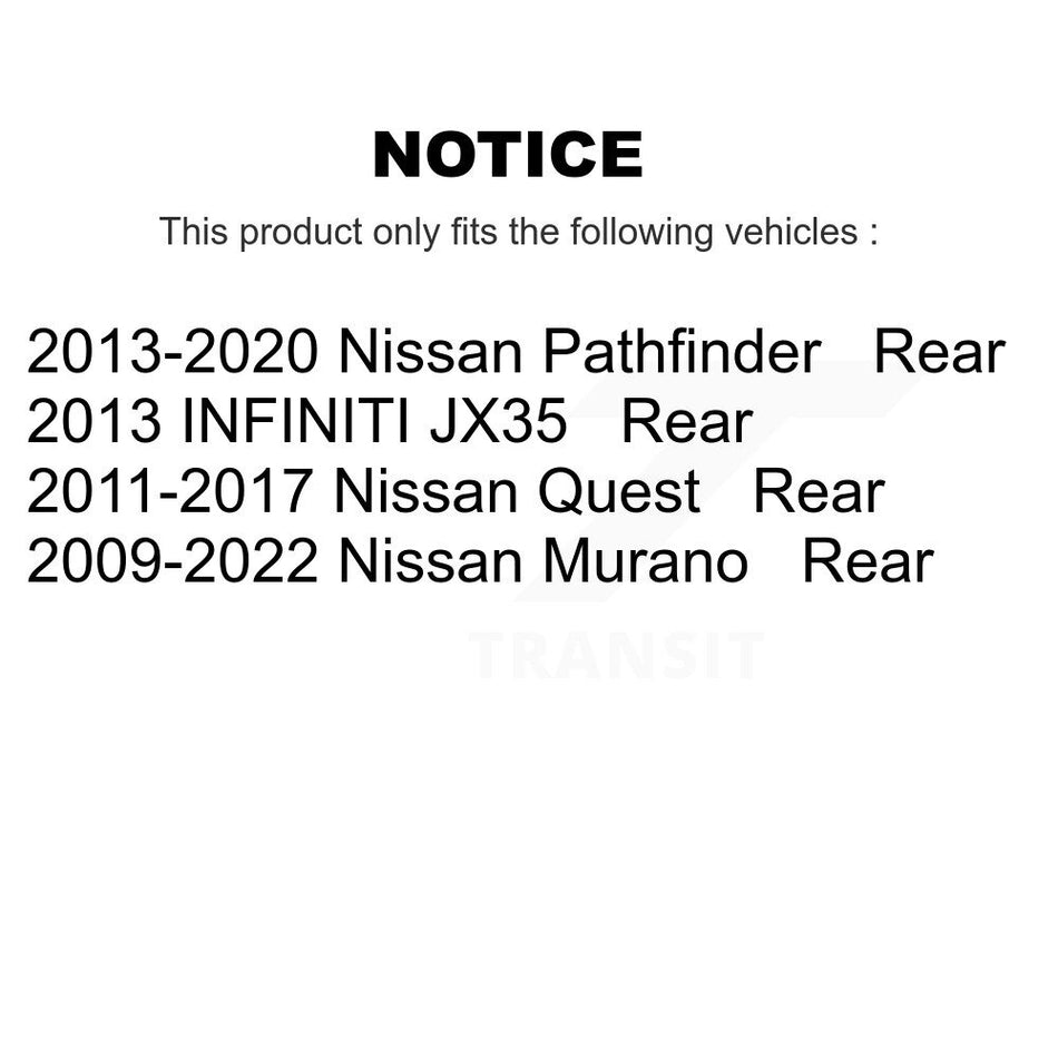 Rear Disc Brake Caliper Coated Rotors And Ceramic Pads Kit For Nissan Murano Pathfinder Quest INFINITI JX35 KCG-101037N