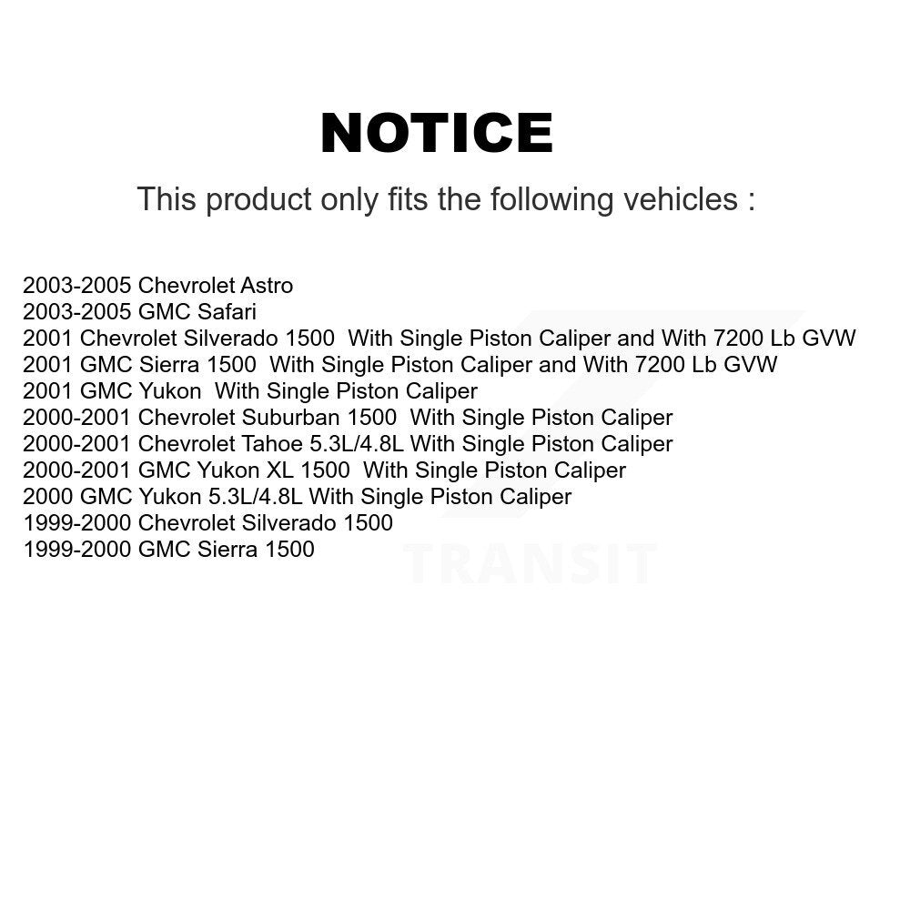 Rear Brake Caliper Coat Rotors Semi-Metallic Pad Kit For Chevrolet GMC Silverado 1500 XL KCG-101051N