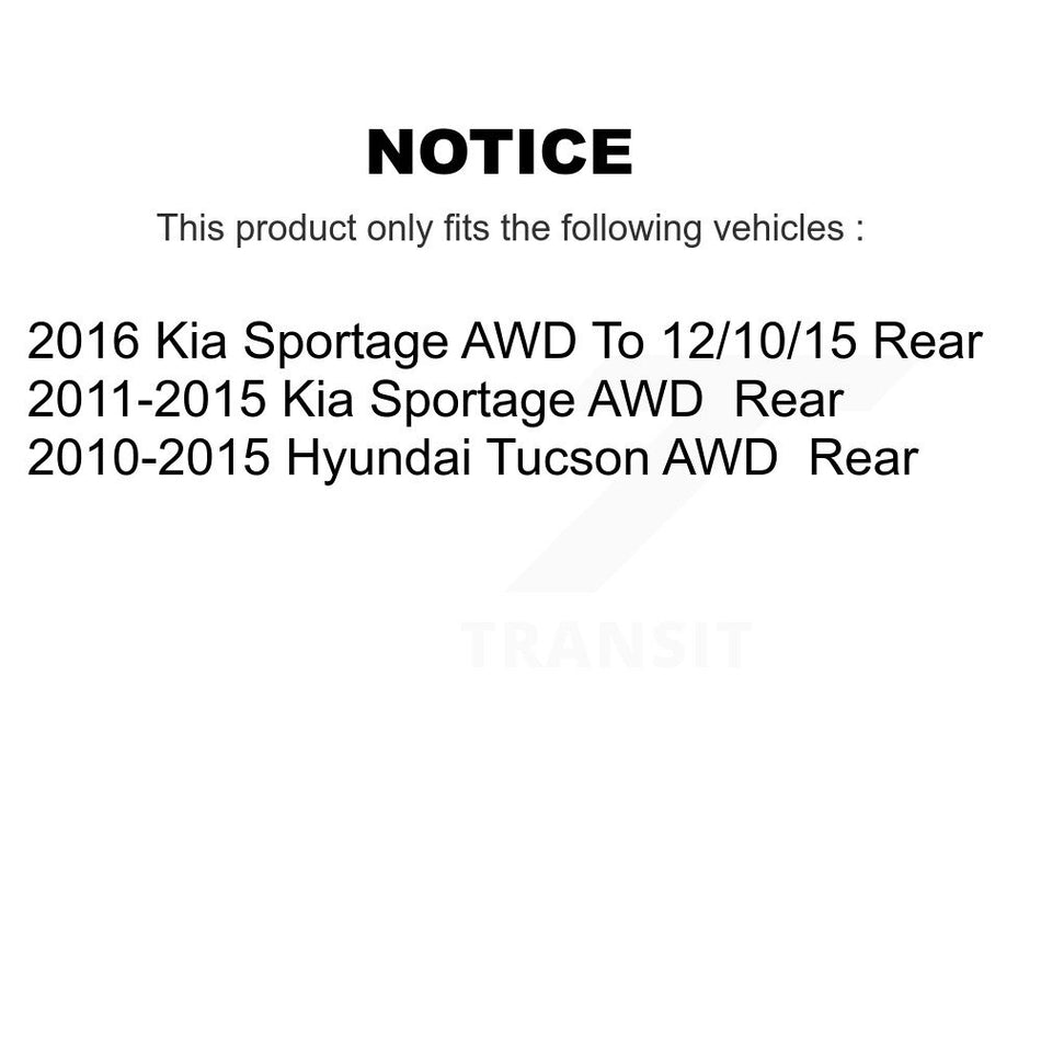 Rear Disc Brake Caliper Coated Rotors And Ceramic Pads Kit For Hyundai Tucson Kia Sportage AWD KCG-101060N