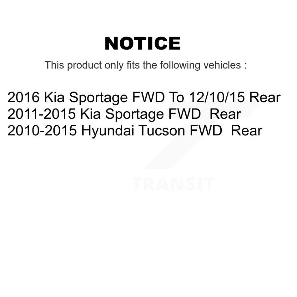 Rear Disc Brake Caliper Coated Rotors And Ceramic Pads Kit For Hyundai Tucson Kia Sportage FWD KCG-101061N