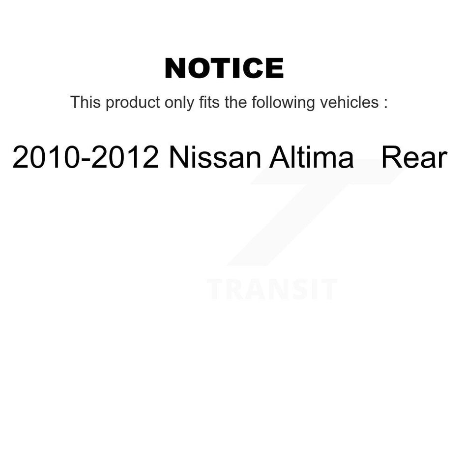 Rear Disc Brake Caliper Coated Rotors And Ceramic Pads Kit For 2010-2012 Nissan Altima KCG-101143N