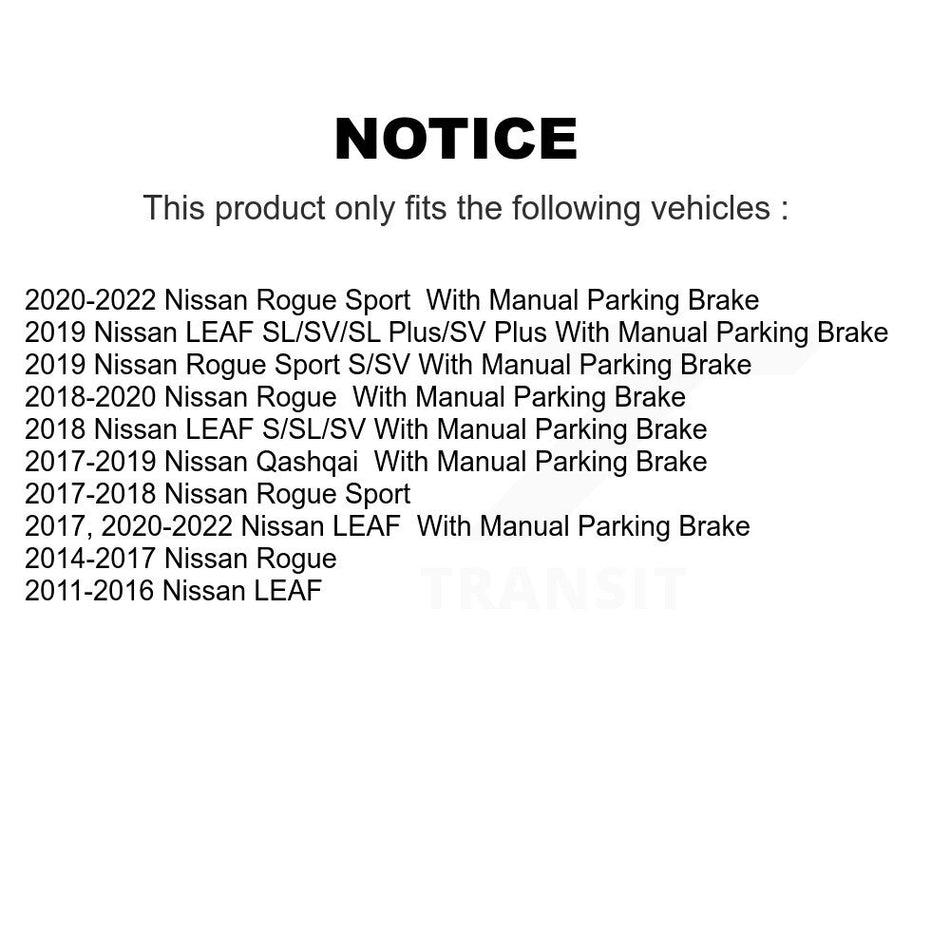 Rear Disc Brake Caliper Coated Rotors And Ceramic Pads Kit For Nissan Rogue Sport LEAF KCG-101148N
