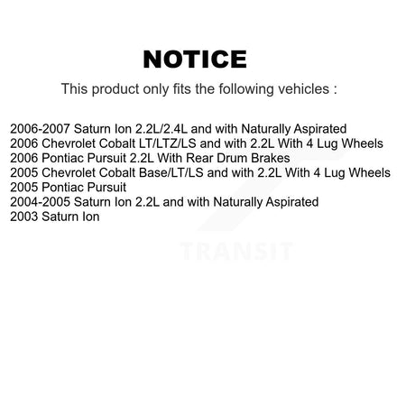 Front Rear Brake Caliper Coat Rotors Drum Ceramic Pad Kit (8Pc) For Saturn Ion Chevrolet KCG-101381N