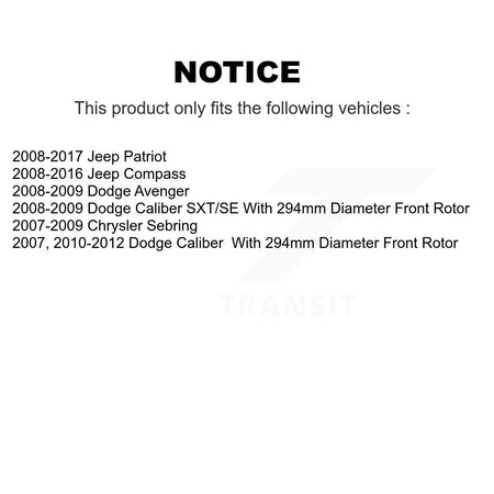 Front Rear Brake Caliper Coat Rotors Drum Ceramic Pad Kit (8Pc) For Jeep Patriot Compass KCG-101400N