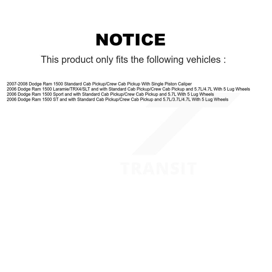 Front Rear Disc Brake Caliper Coat Rotor Semi-Metallic Pad Kit (10Pc) For Dodge Ram 1500 KCG-101563N