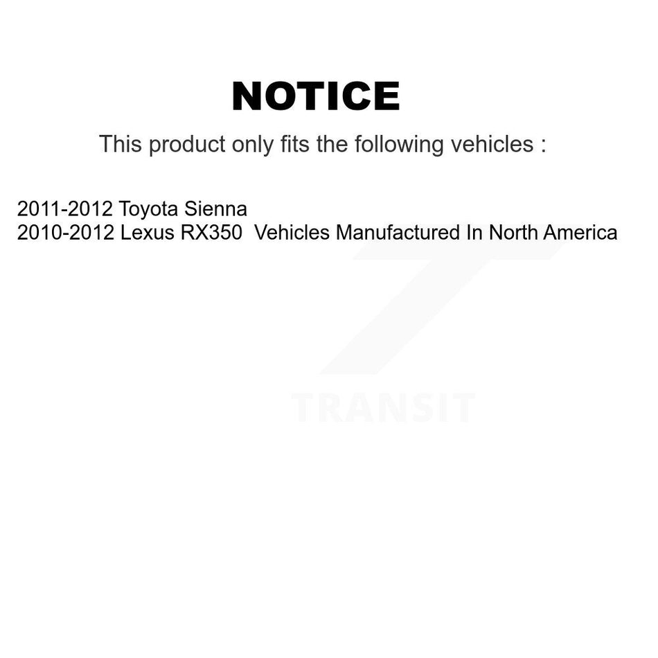 Front Rear Brake Caliper Coat Rotor Ceramic Pad Kit (10Pc) For Toyota Sienna Lexus RX350 KCG-101578N