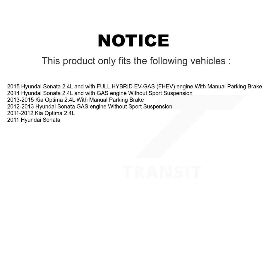 Front Rear Brake Caliper Coat Rotor Ceramic Pad Kit (10Pc) For Hyundai Sonata Kia Optima KCG-101997N