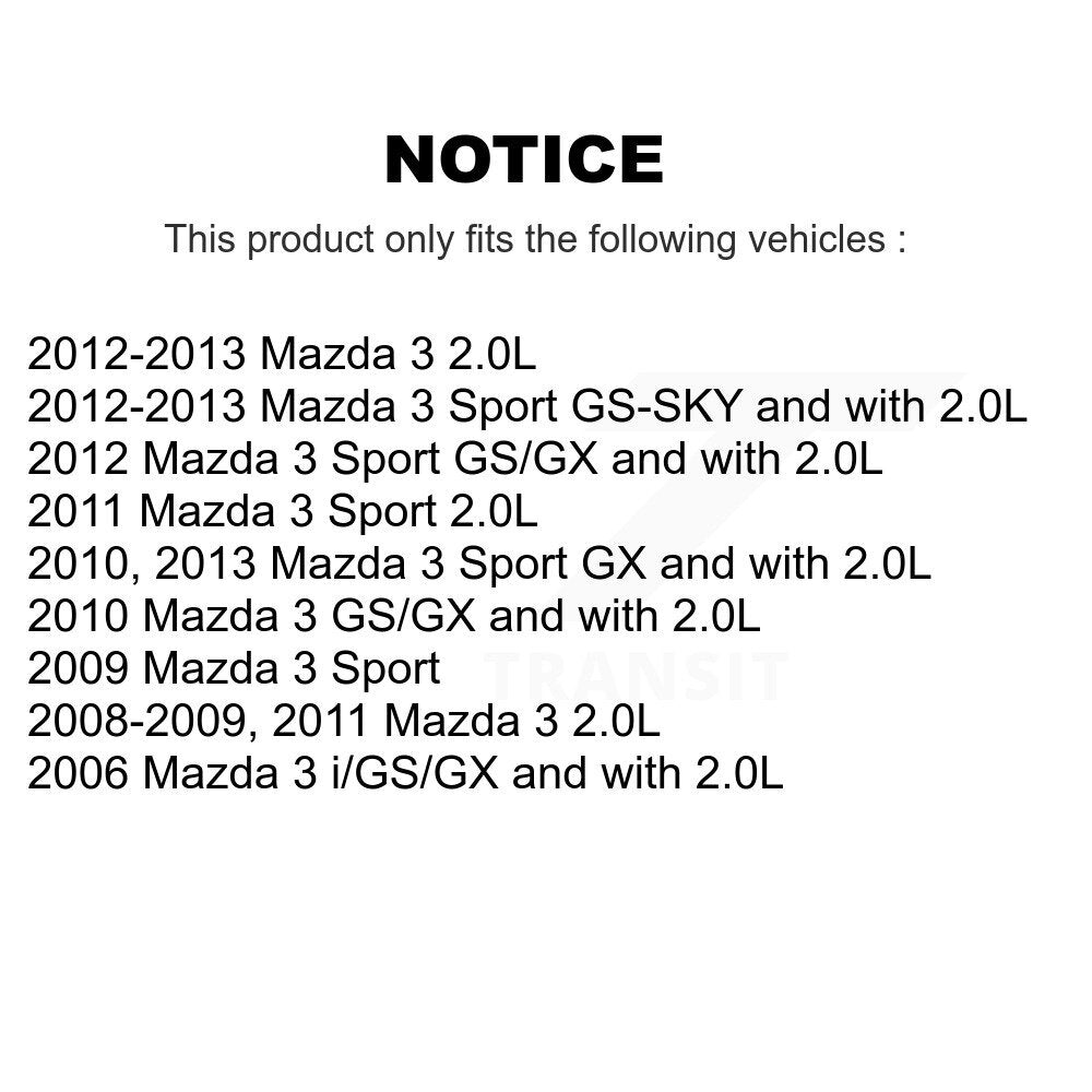 Front Rear Disc Brake Caliper Coated Rotors And Ceramic Pad Kit (10Pc) For Mazda 3 Sport KCG-102324N