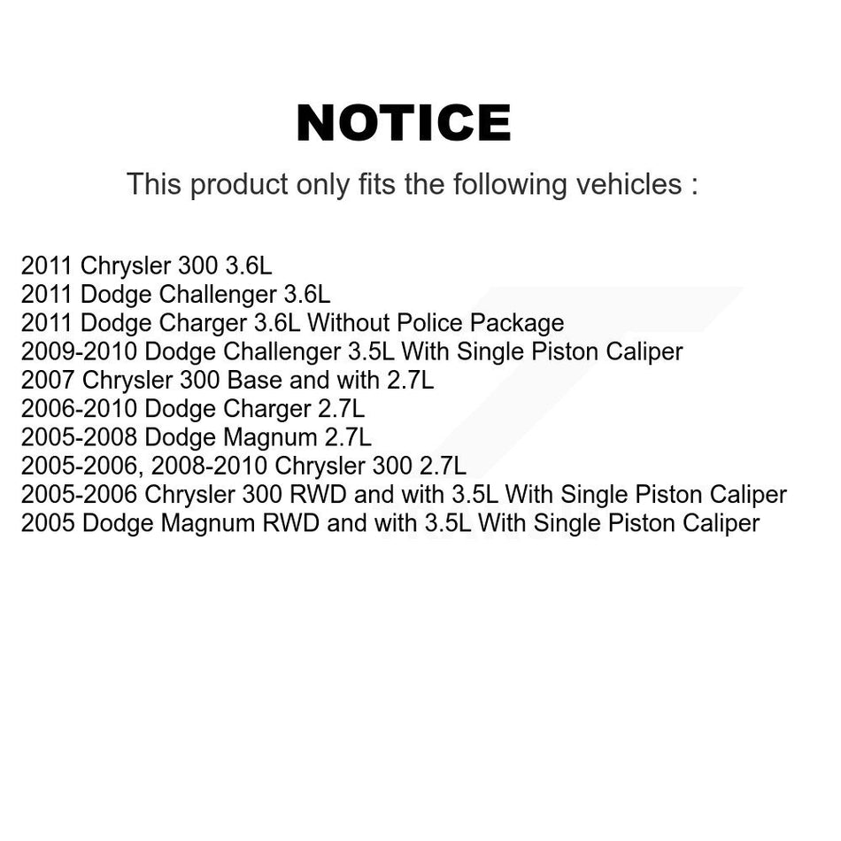 Front Rear Brake Caliper Coat Rotor Ceramic Pad Kit (10Pc) For Dodge Chrysler 300 Magnum KCG-102357N