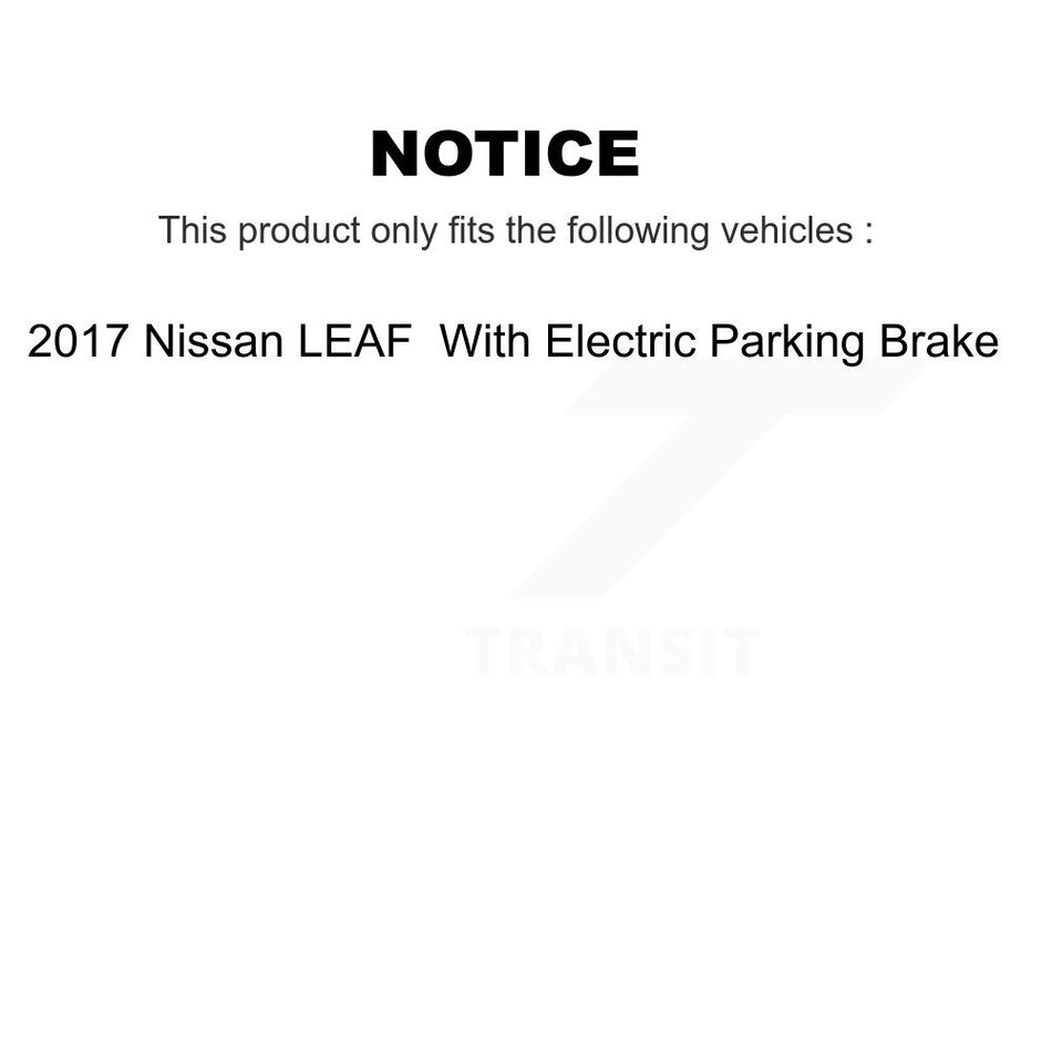 Front Rear Disc Brake Caliper Coated Rotors And Ceramic Pads Kit (10Pc) For 2017 Nissan LEAF With Electric Parking KCG-102505N