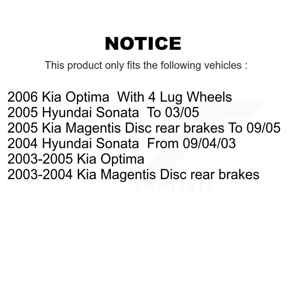 Front Rear Ceramic Brake Pads And Parking Shoes Kit For Hyundai Sonata Kia Optima KCN-100092