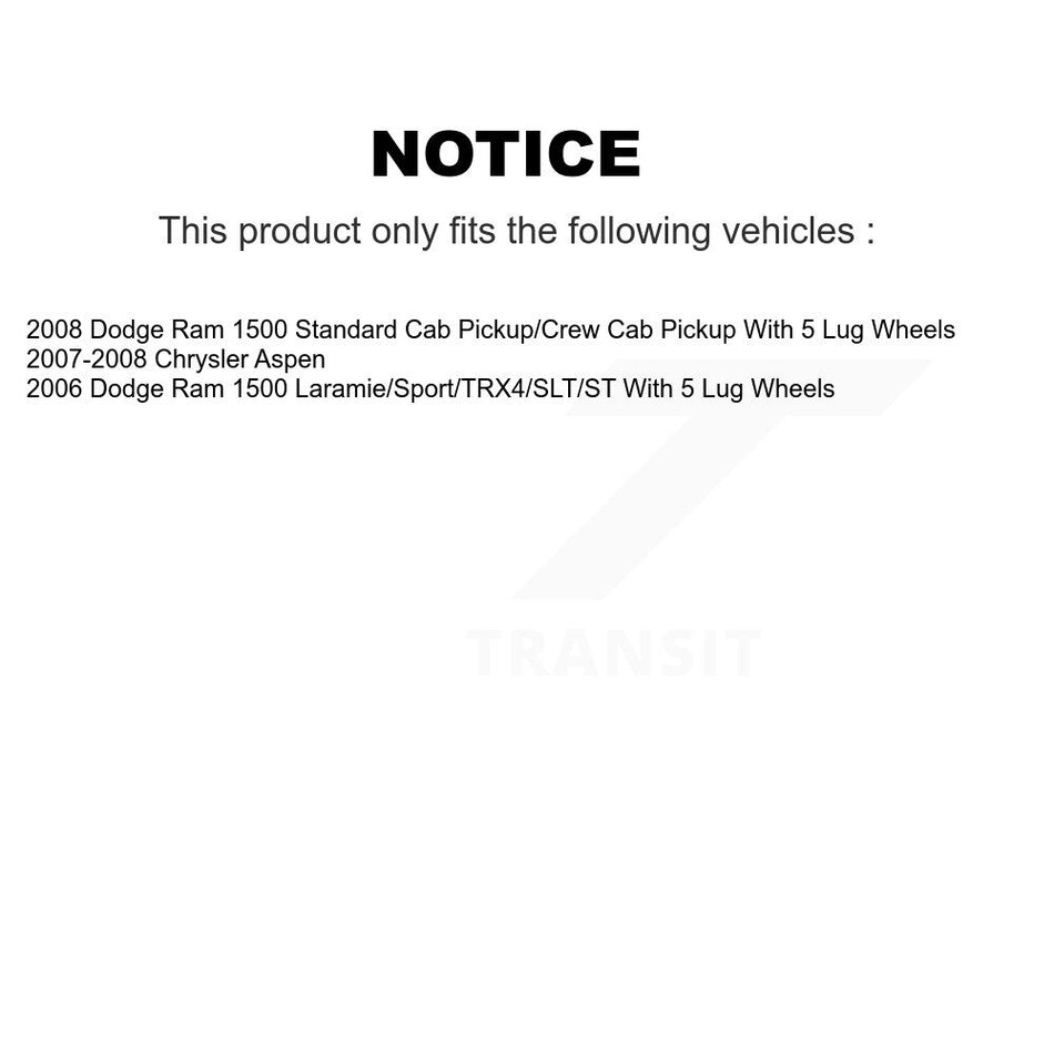 Front Rear Ceramic Brake Pads And Parking Shoes Kit For Dodge Ram 1500 Durango Chrysler Aspen KCN-100161