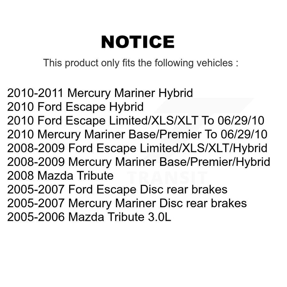 Front Rear Ceramic Brake Pads And Parking Shoes Kit For Ford Escape Mercury Mariner KCN-100191