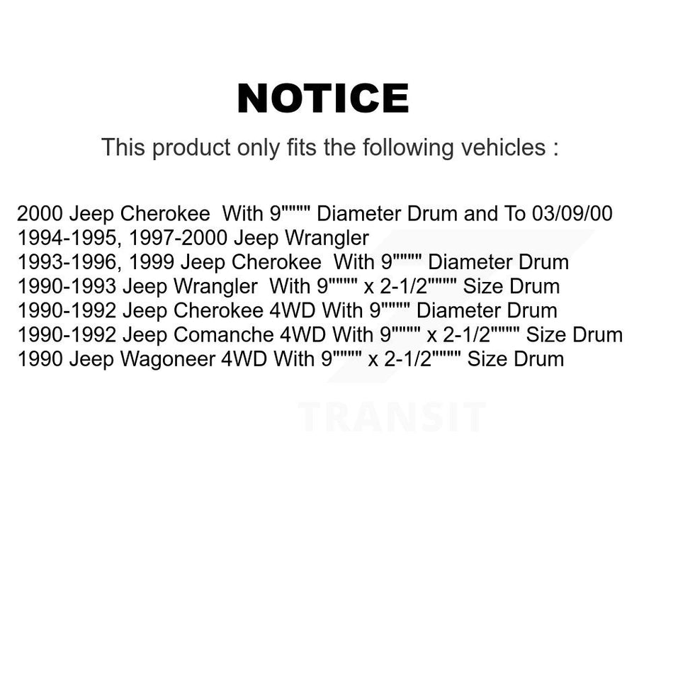 Front Rear Ceramic Brake Pads And Drum Shoes Kit For Jeep Wrangler Cherokee Comanche Wagoneer KCN-100305