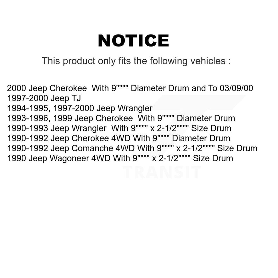 Front Rear Ceramic Brake Pads And Drum Shoes Kit For Jeep Wrangler Cherokee Comanche Wagoneer KCN-100305