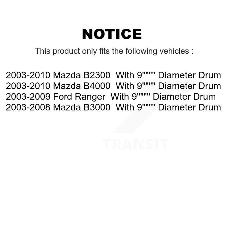 Front Rear Ceramic Brake Pads And Drum Shoes Kit For Ford Ranger Mazda B2300 B3000 With 9" Diameter KCN-100327