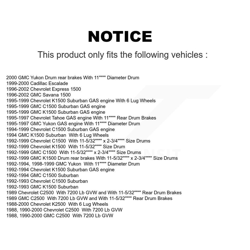 Front Rear Ceramic Brake Pads And Drum Shoes Kit For Chevrolet C1500 K1500 GMC K2500 Suburban C2500 Yukon Tahoe Express 1500 Savana Cadillac Escalade KCN-100370
