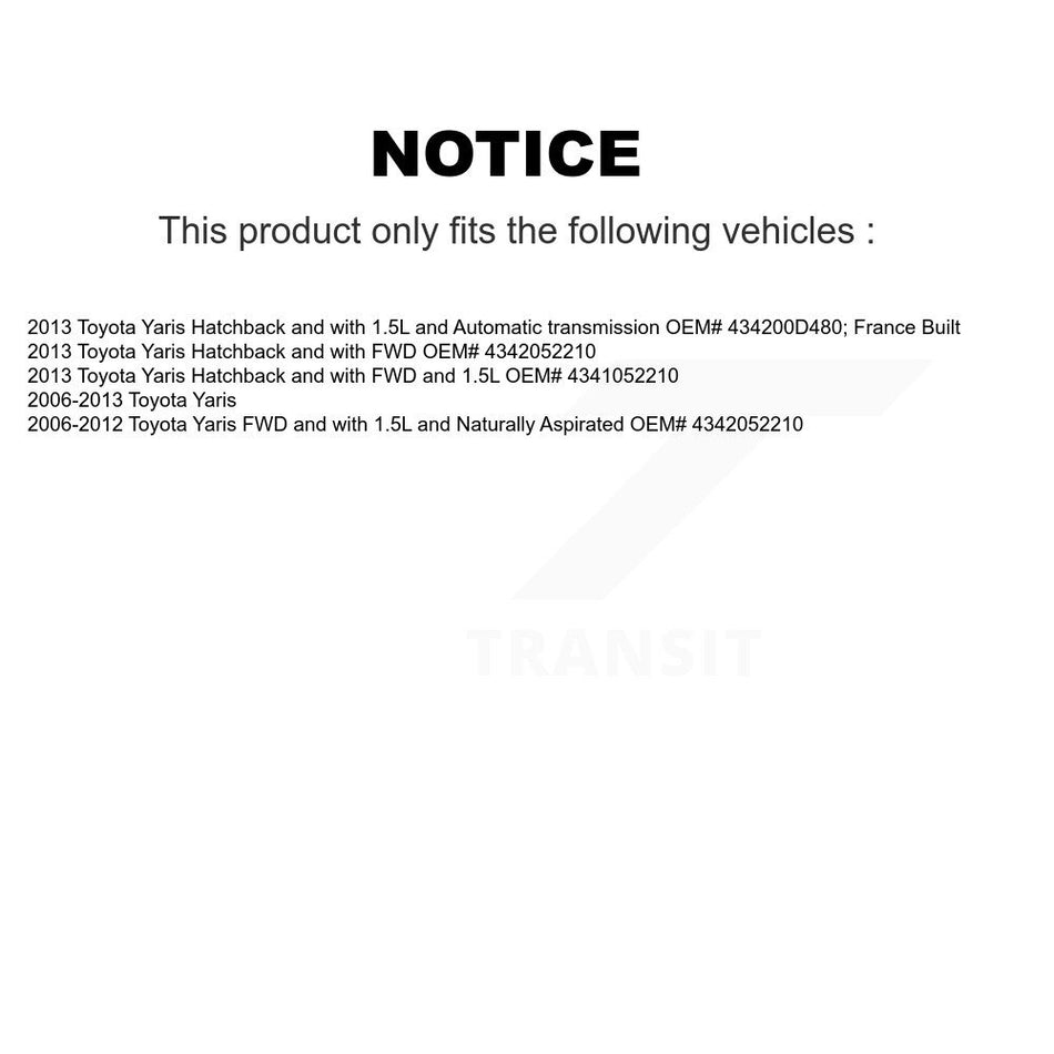 Front CV Axle Drive Shaft Complete Assembly Kit For Toyota Yaris KCV-100014