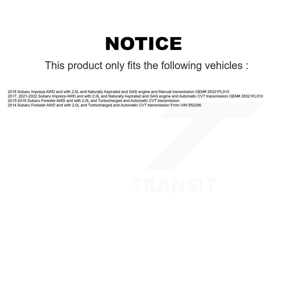 Front CV Axle Drive Shaft Complete Assembly Kit For Subaru Forester Impreza KCV-100027