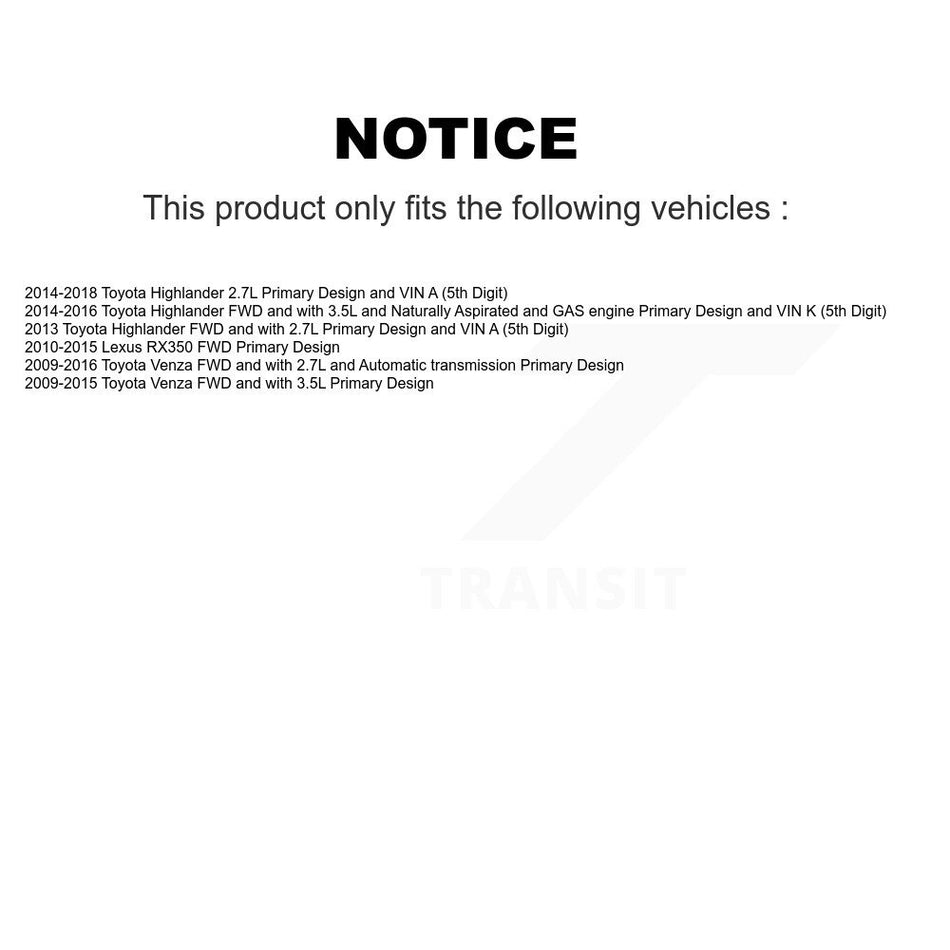 Front CV Axle Drive Shaft Complete Assembly Kit For Toyota Highlander Venza Lexus RX350 KCV-100074