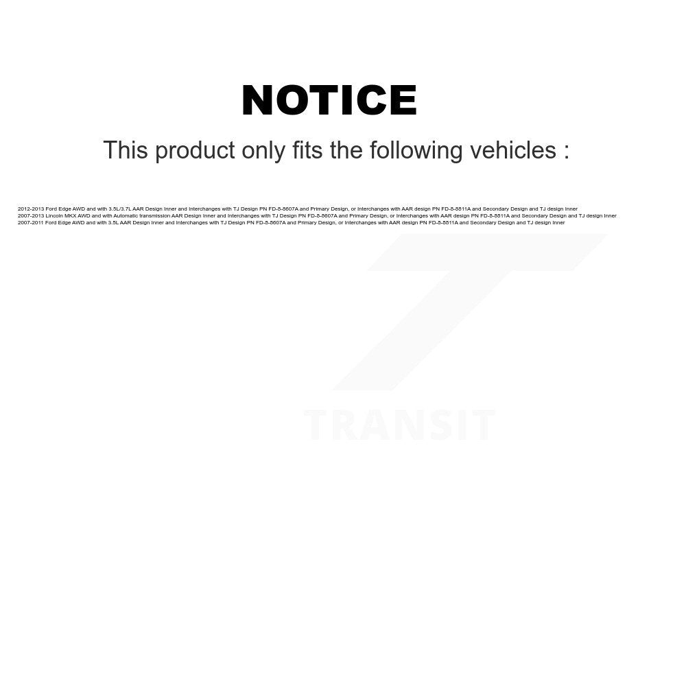Front CV Axle Drive Shaft Complete Assembly Kit For Ford Edge Lincoln MKX KCV-100093