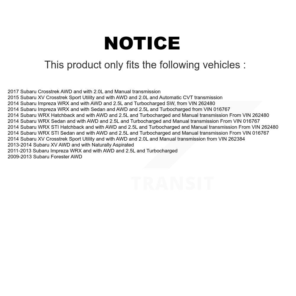 Front CV Axle Drive Shaft Assembly Kit For Subaru Forester Impreza XV Crosstrek WRX STI KCV-100132