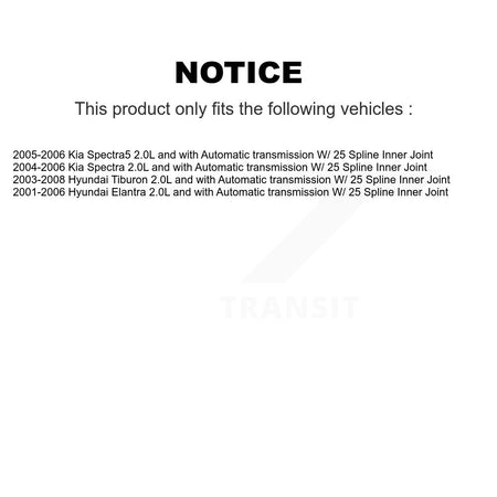 Front CV Axle Drive Shaft Assembly Kit For Hyundai Elantra Tiburon Kia Spectra Spectra5 KCV-100147