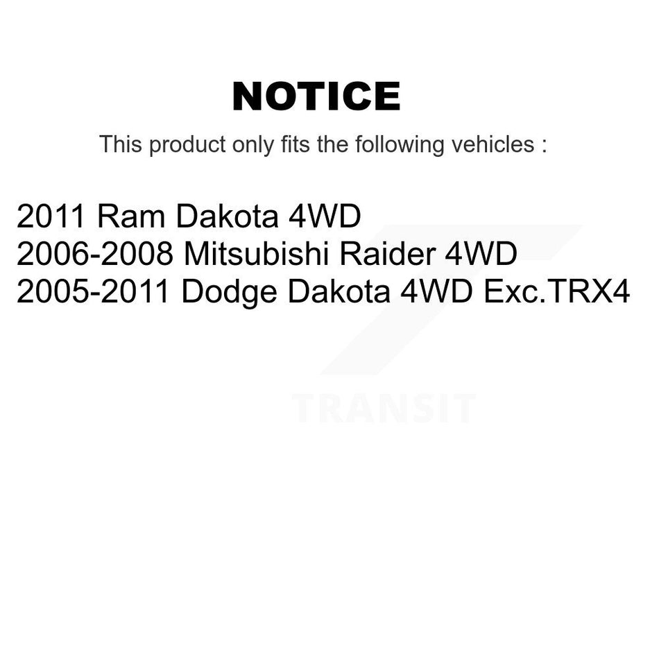 Front CV Axle Shaft & Intermediate Kit For Dakota Dodge Ram Mitsubishi Raider 4WD KCV-100193