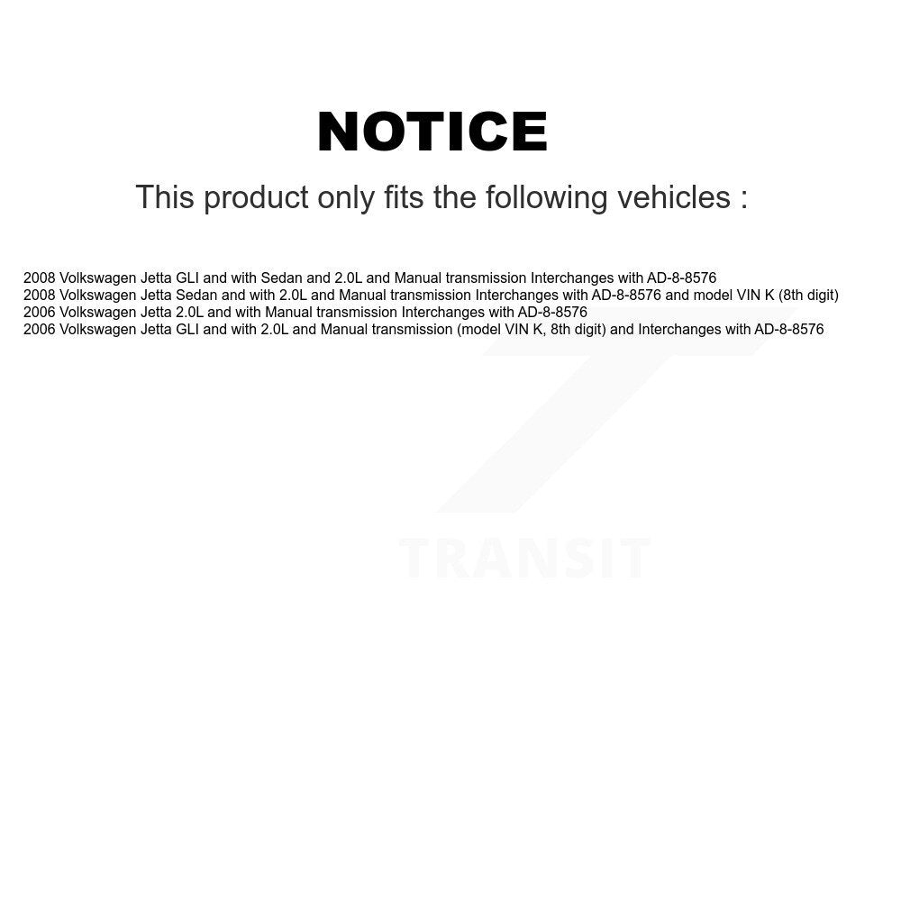 Front CV Axle Drive Shaft Complete Assembly Kit For Volkswagen Jetta KCV-100319