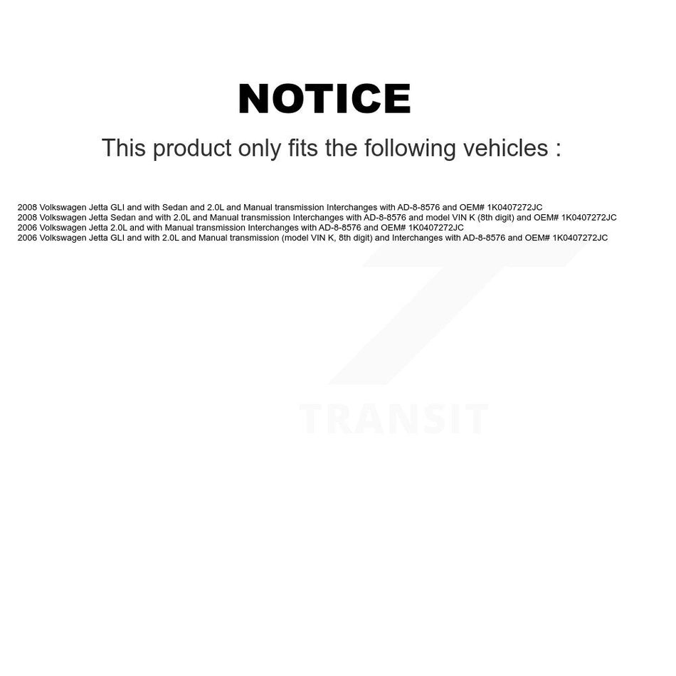Front CV Axle Drive Shaft Complete Assembly Kit For Volkswagen Jetta KCV-100319