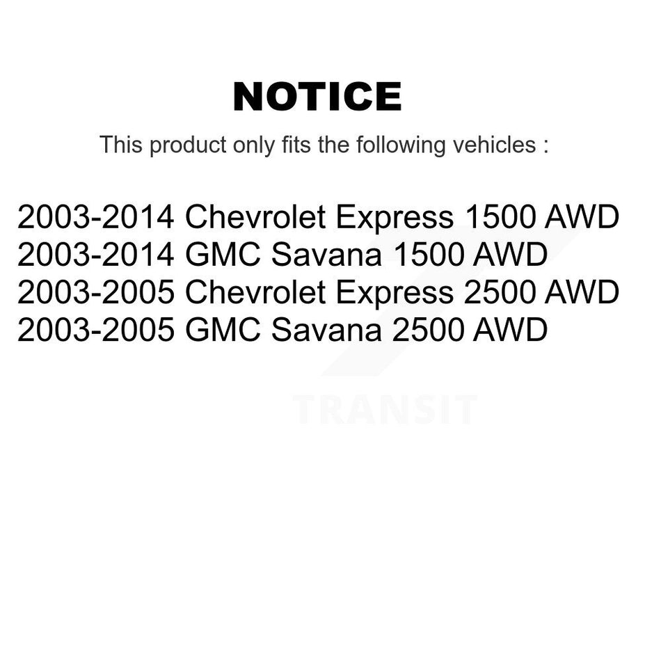 Front CV Axle Drive Shaft Assembly Kit For Chevrolet Express 1500 GMC Savana 2500 AWD KCV-100355