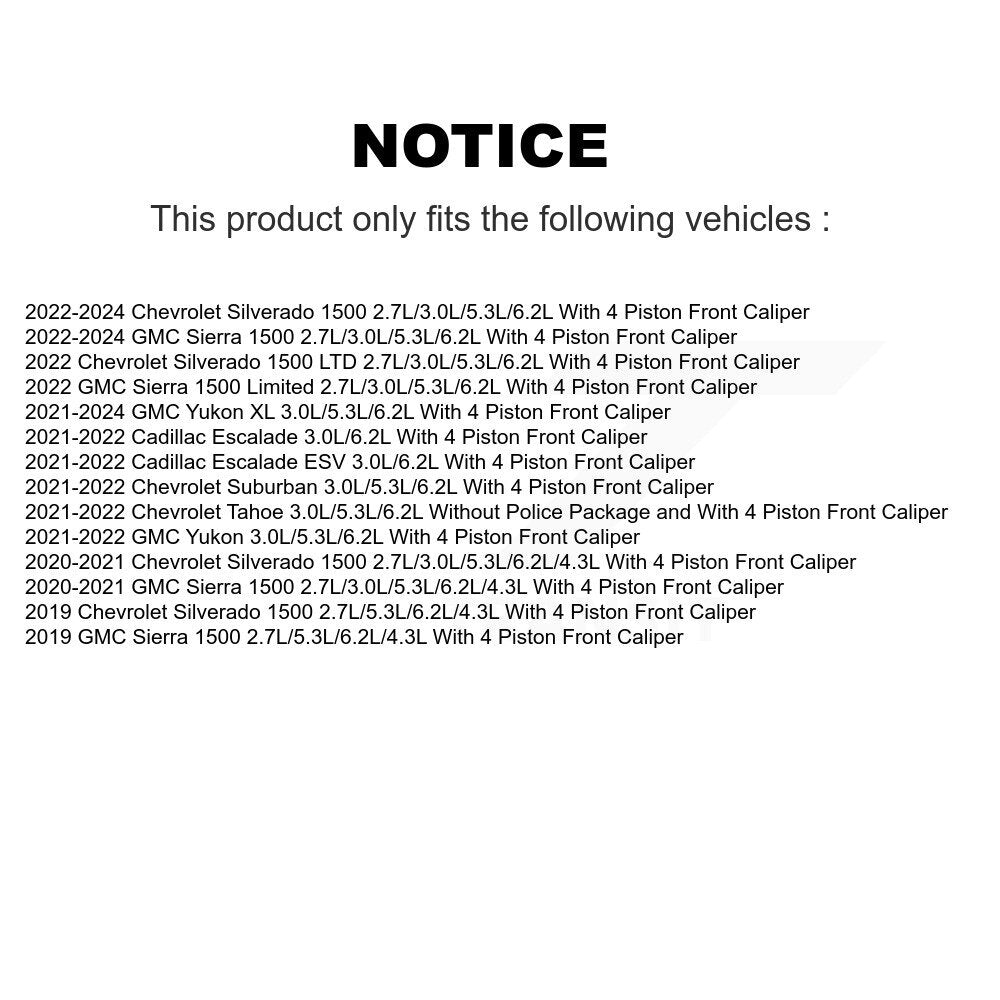 Front Ceramic Brake Pad & Wear Sensor Kit For GMC Chevrolet Silverado 1500 Sierra Limited KCW-100543