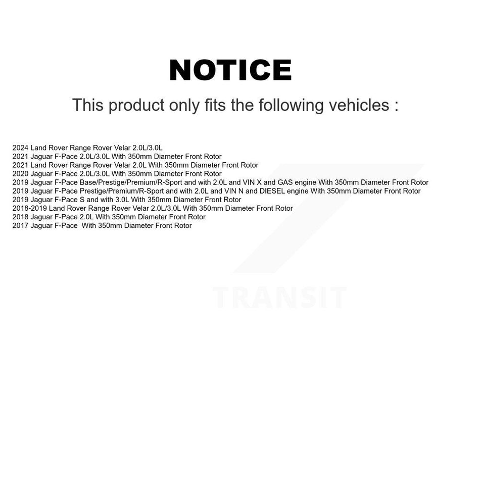 Front Ceramic Brake Pad And Wear Sensor Pair Kit For Jaguar F-Pace Land Rover Range Velar KCW-100687
