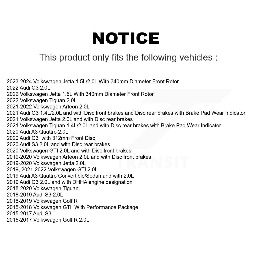 Front Ceramic Brake Pads Extra Wear Sensor Pair Kit For Volkswagen Tiguan Jetta Audi Q3 R KCW-100755