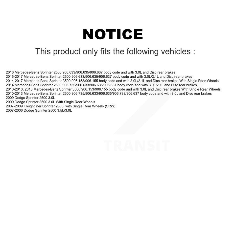 Rear Ceramic Brake Pad & Extra Wear Sensor Kit For Mercedes-Benz Sprinter 2500 3500 Dodge KCW-100936