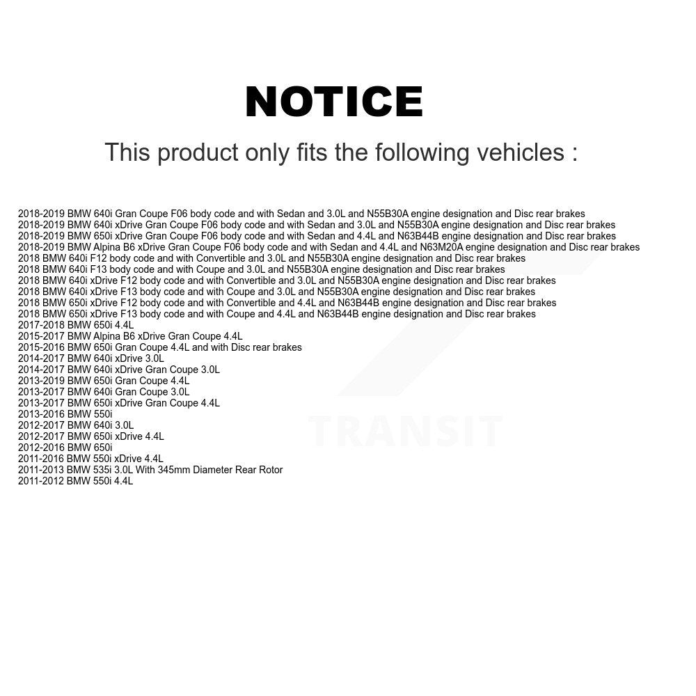 Rear Ceramic Brake Pad & Wear Sensor Kit For BMW 550i xDrive 650i Gran Coupe 640i 535i B6 KCW-100951