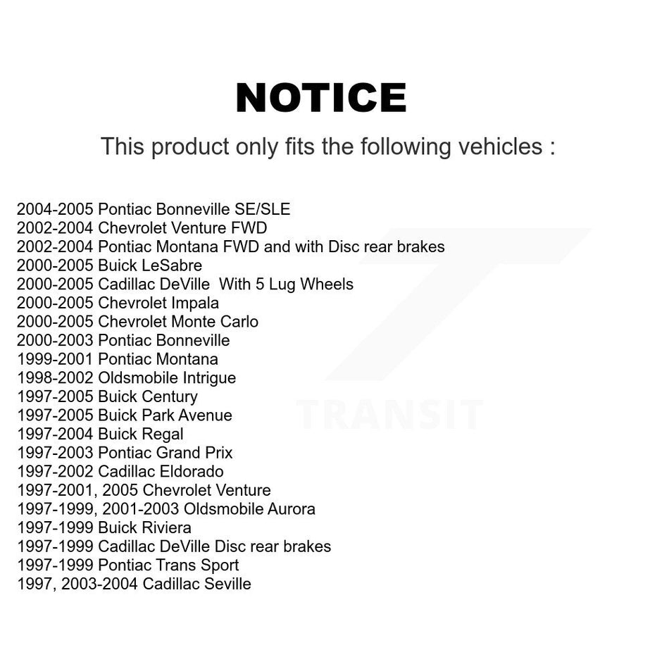 Front Rear Ceramic Brake Pads Kit For Buick Chevrolet Impala LeSabre Century Pontiac Cadillac DeVille Grand Prix Venture Monte Carlo Park Avenue Regal Bonneville Oldsmobile Montana Intrigue KCX-100124