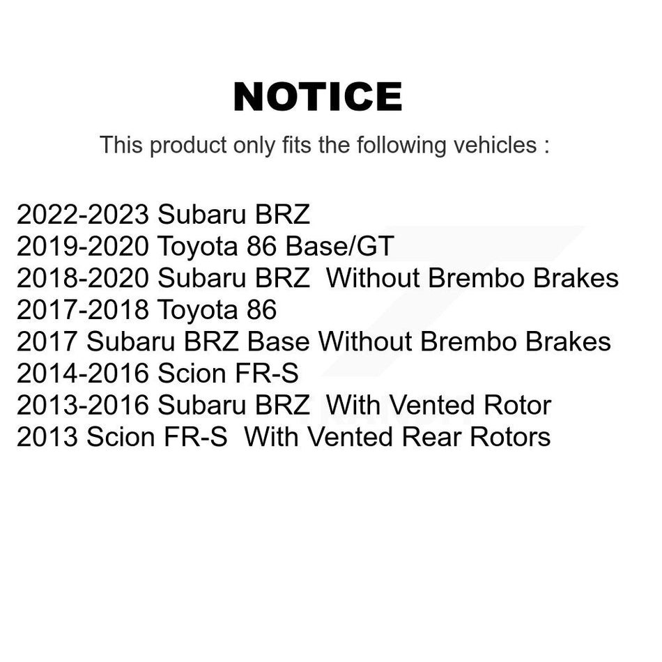 Front Rear Ceramic Brake Pads Kit For Scion FR-S Subaru BRZ Toyota 86 KCX-100397