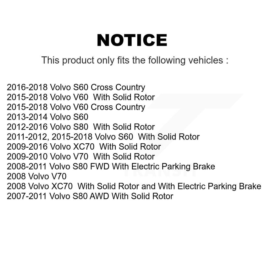 Rear Coated Drill Slot Disc Brake Rotors Pair For Volvo XC70 S60 V60 S80 Cross Country V70 KD-100533