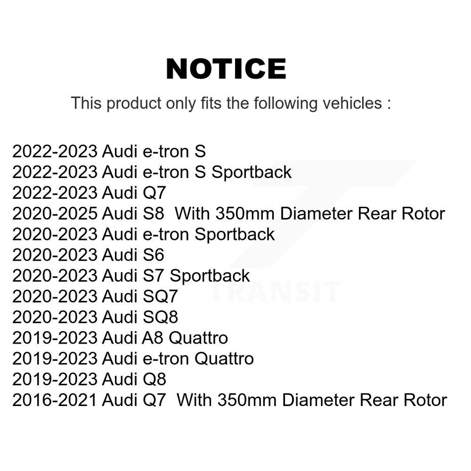 Rear Drilled Slot Brake Rotor Pair For Audi Q7 Q8 e-tron Quattro SQ8 Sportback SQ7 A8 S S6 KD-100862