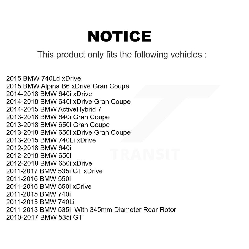 Rear Drill Slot Brake Rotor Pair For BMW 550i xDrive 650i Gran Coupe 535i GT 640i 740Li B6 KD-100891