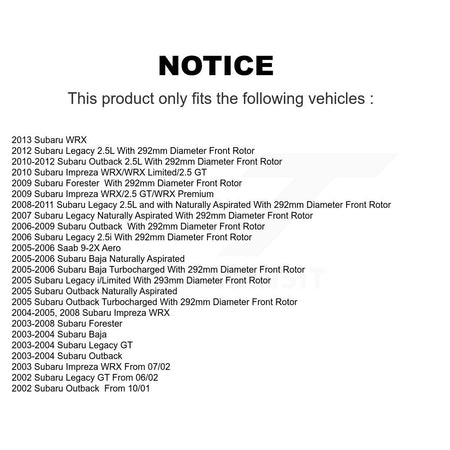 Front Drilled Slot Brake Rotor Ceramic Pad Kit For Subaru Outback Impreza Forester Legacy KDA-100141