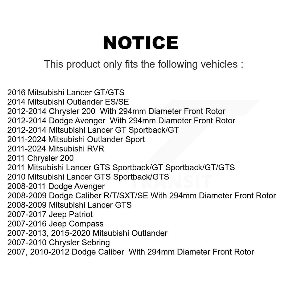 Front Drilled Slot Brake Rotors Ceramic Pad Kit For Mitsubishi Jeep RVR Outlander Patriot KDA-100200